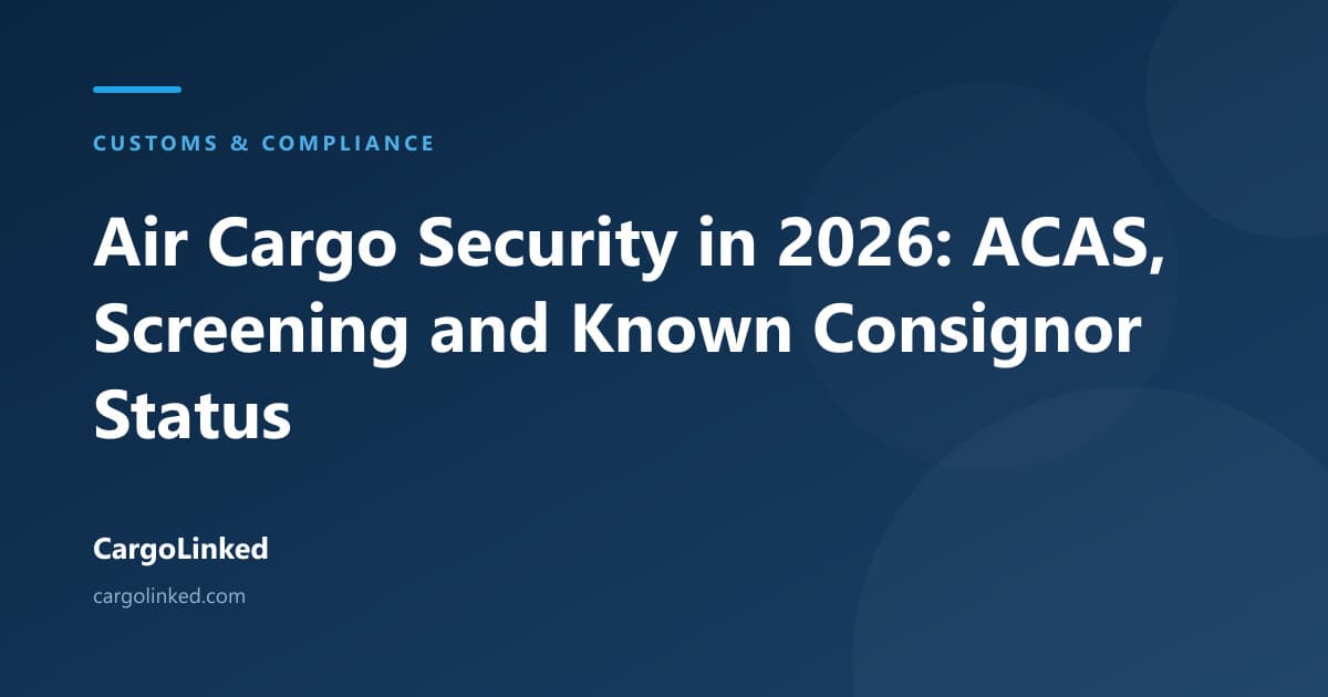 Air Cargo Security in 2026: ACAS, Screening and Known Consignor Status