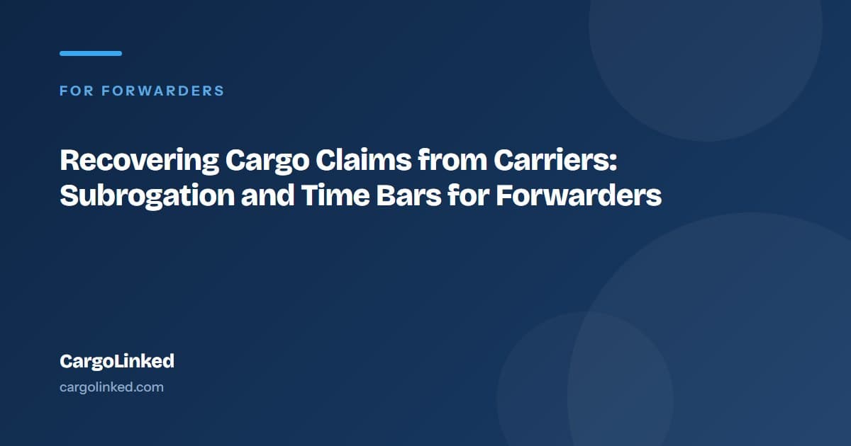 Recovering Cargo Claims from Carriers: Subrogation and Time Bars for Forwarders